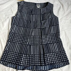 Anne Klein Women's Dressy Sleeveless Blouse Black/White SIZE M